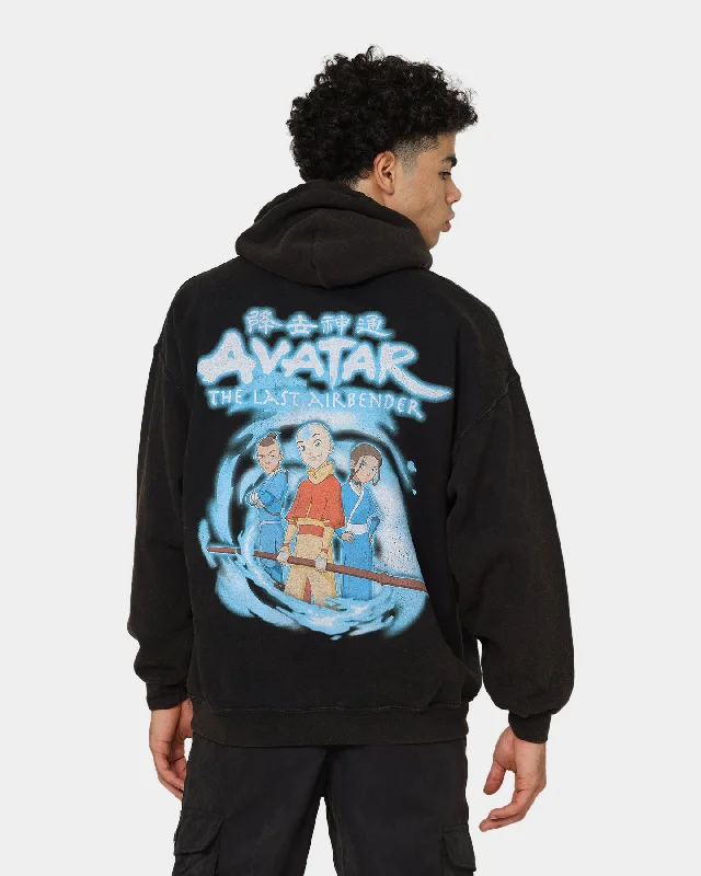 Goat Crew X Avatar: Gaang Vintage Hoodie Washed Black Hoodie with Drawcord Adjustable Secure