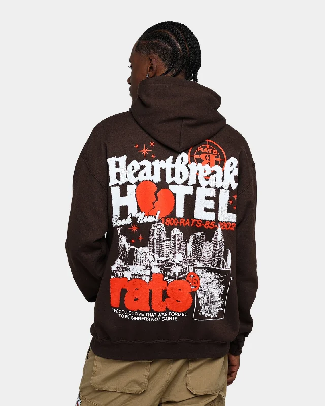 Rats Get Fat Heartbreak Hotel Hoodie Chocolate Hoodie with Drawstring Waist Adjustable Fitted