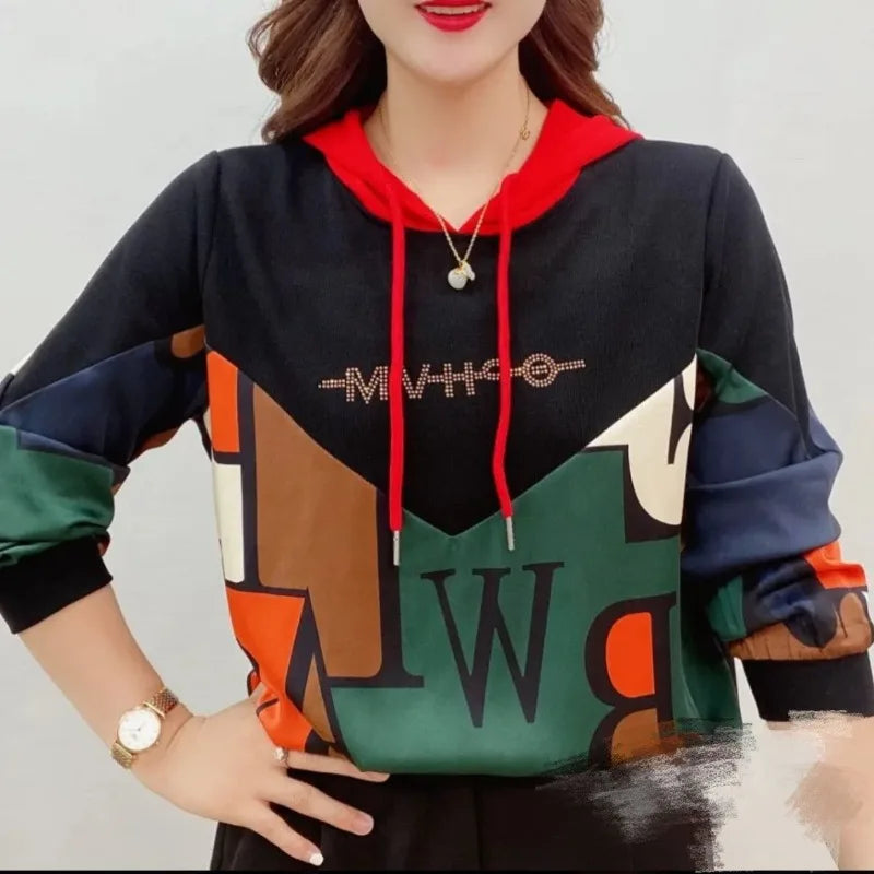 Spring Autumn Harajuku Fashion Oversized Pullover Women's Hoodies Loose Casual Sweatshirts Western Splicing Popular Simple Tops Long Sleeve Pullover Spring Autumn Harajuku Fashion Oversized Pullover Women's Hoodies Loose Casual Sweatshirts Western Splicing Popular Simple Tops Long Sleeve Pullover
