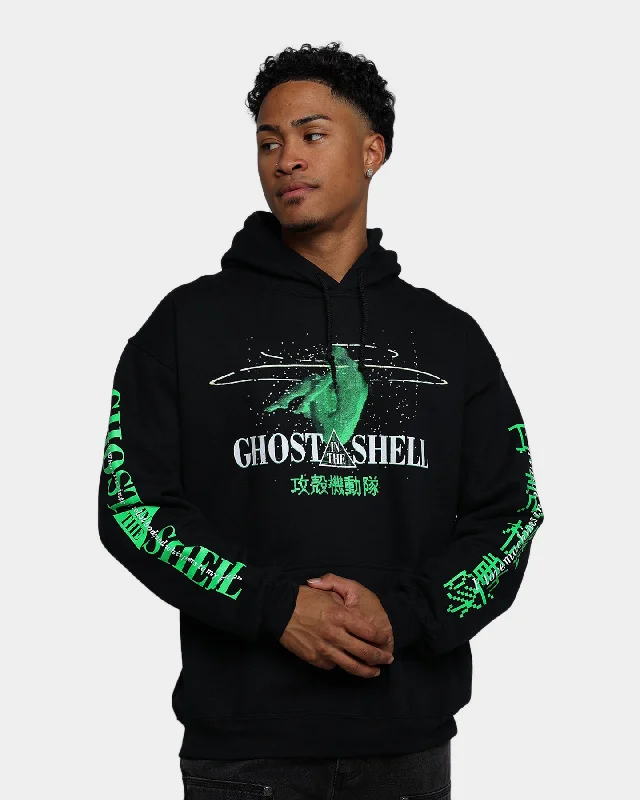 Goat Crew X Ghost In The Shell Hoodie Black Hoodie with Hem Ribbing Snug Secure