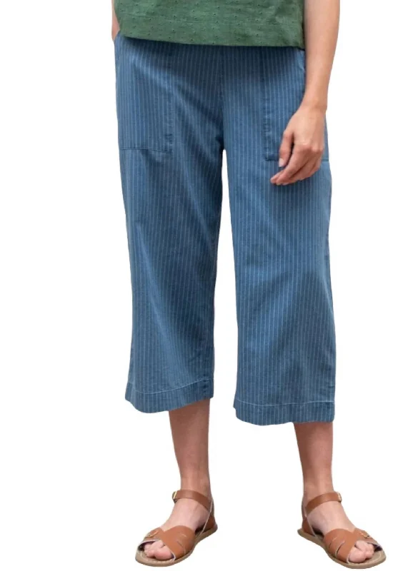 Striped Denim Culottes Trouser In Denim Stripe Trousers Trousers Formal