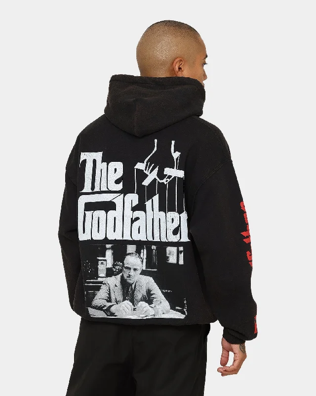 American Thrift X The Godfather The Godfather Vintage Hoodie Black Wash Hoodie with Rhinestones Sparkly Elegant