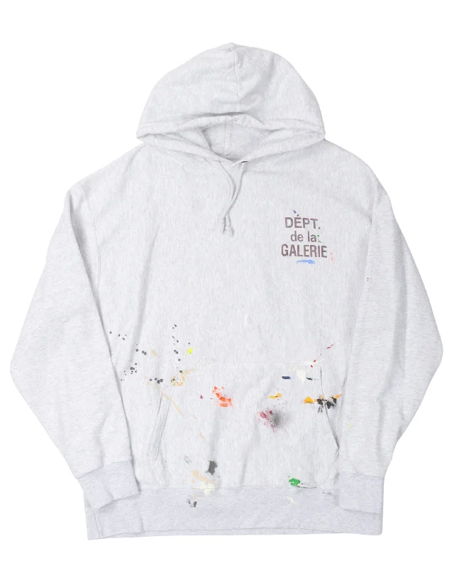 Paint Splatter Logo Hoodie Hoodie with Tied Waist Feminine Flattering