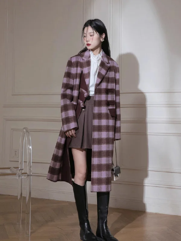 Rose plaid wool long jacket【s0000005860】 Cotton Jacket Linen Jacket Terry Jacket