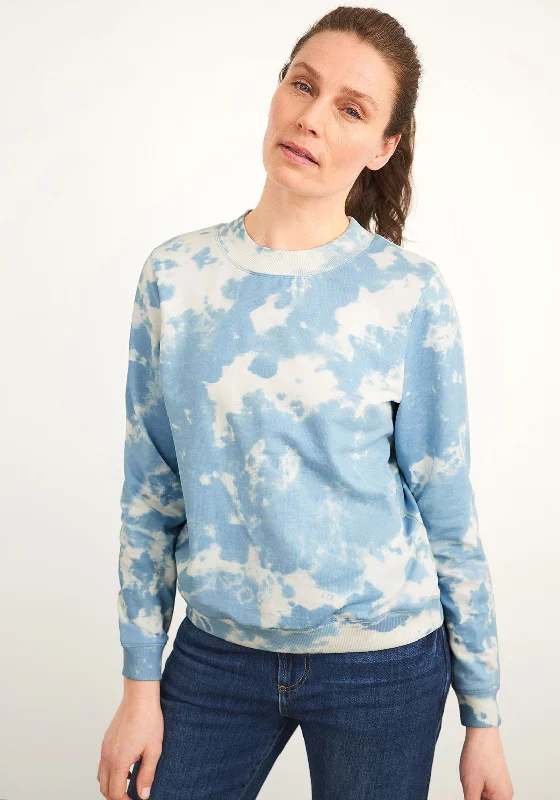 White Stuff Tie Dye Sweatshirt, Blue Hoodie with Velcro Closure Adjustable Secure