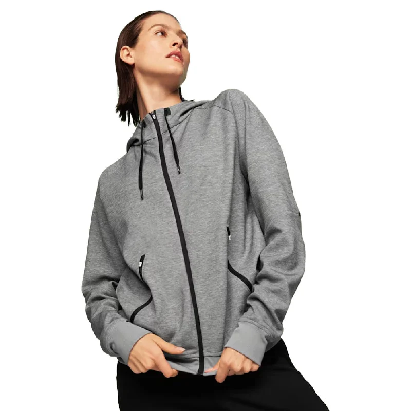 On Womens Zipped Hoodie - Grey Hoodie with Set-In Sleeves Structured Classic