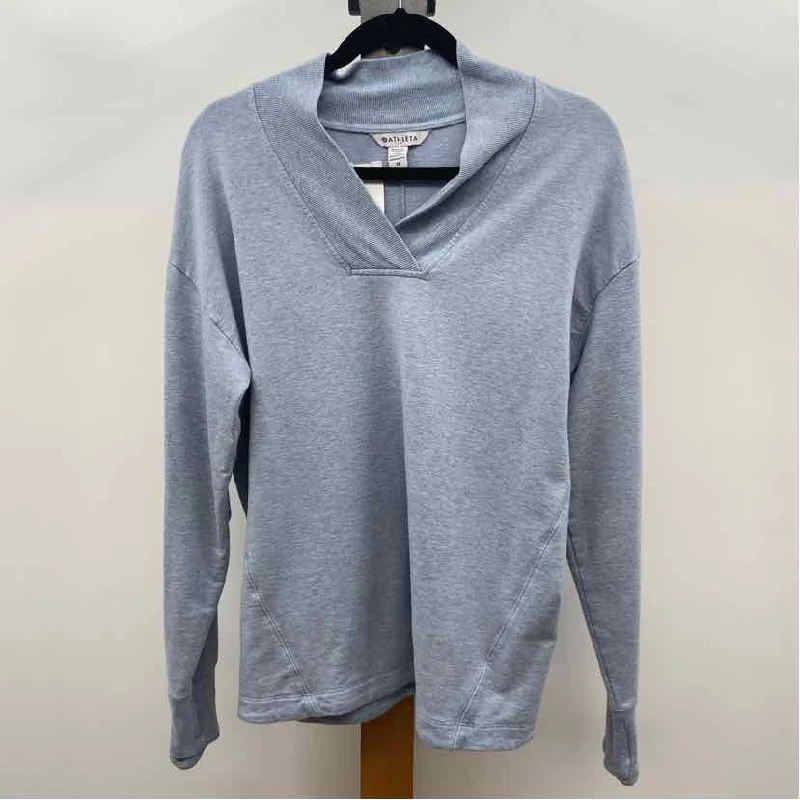 Athleta Women's Size M Blue Heathered Sweater Silk Blend Satin Velvet