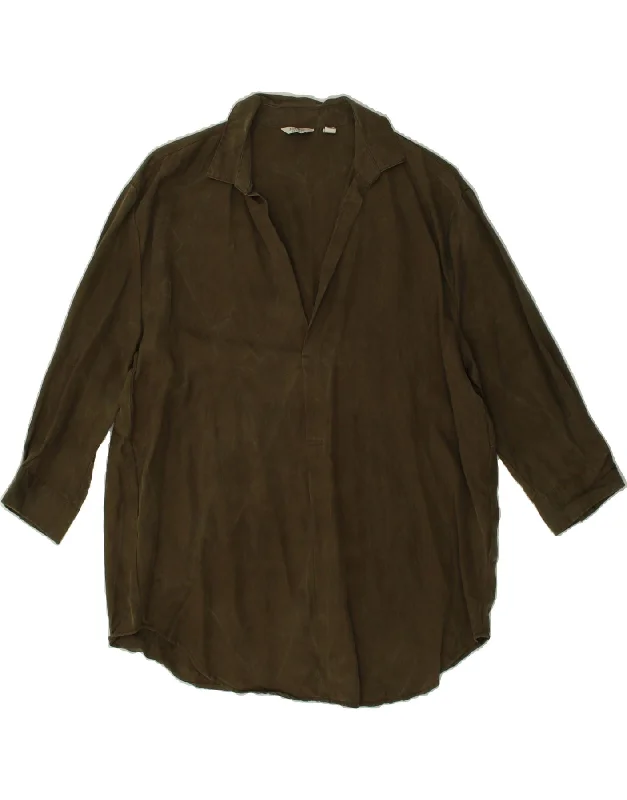 JACK WILLS Womens Longline Oversized Pullover Shirt UK 8 Small Khaki Lapel Neck Sweater JACK WILLS Womens Longline Oversized Pullover Shirt UK 8 Small Khaki Lapel Neck Sweater