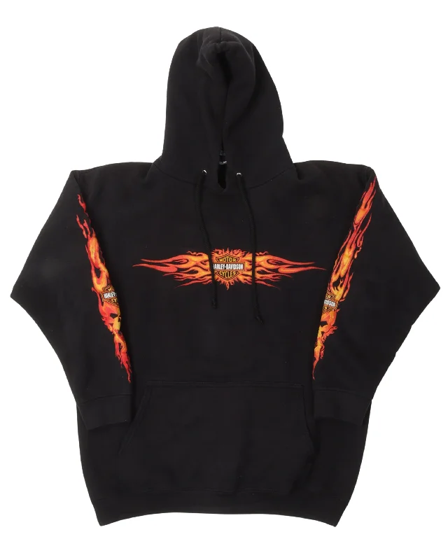 Harley Davidson Hangtown Flame Logo Hoodie Hoodie with Oversized Fit Loose Comfortable