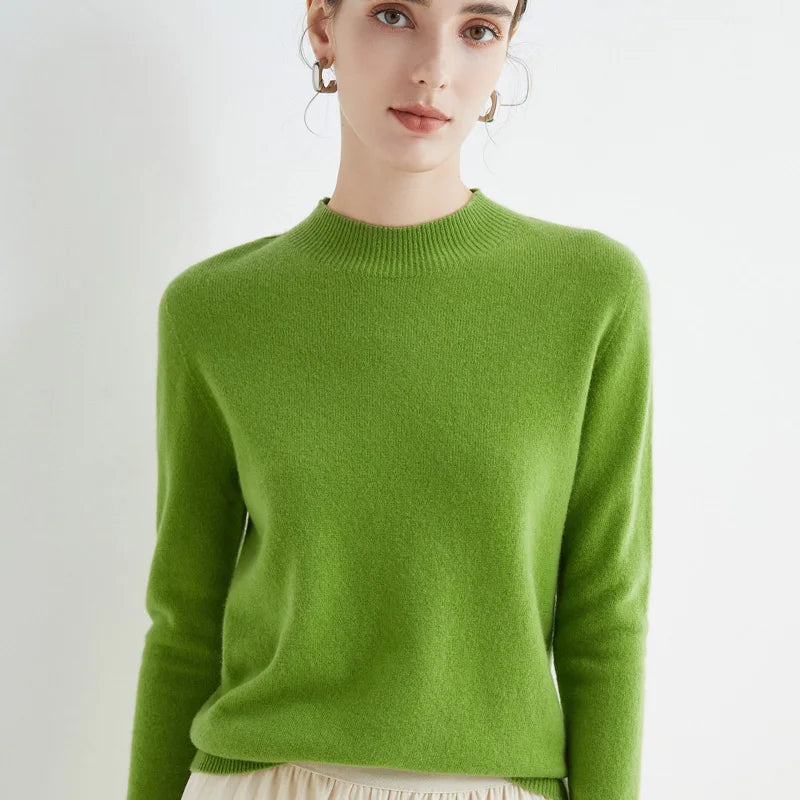 Wool Sweater Women's Loose Half Turtleneck Pullover Simple Top Cashmere Blend Cotton Blend Poly Blend