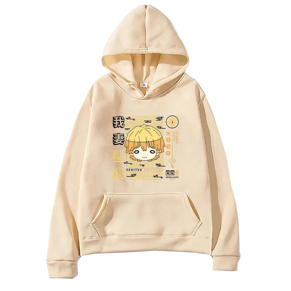 Japan Anime Demon Slayer Agatsuma Zenitsu Print Pullover Men Women Sweatshirts Comfortable Streetwear Harajuku Pullover Scalloped Neck Pullover Japan Anime Demon Slayer Agatsuma Zenitsu Print Pullover Men Women Sweatshirts Comfortable Streetwear Harajuku Pullover Scalloped Neck Pullover