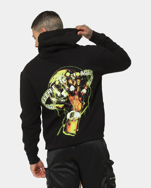 NBA Youngboy YB Globe Hoodie Black Hoodie with Hem Raw Edge Edgy Unfinished