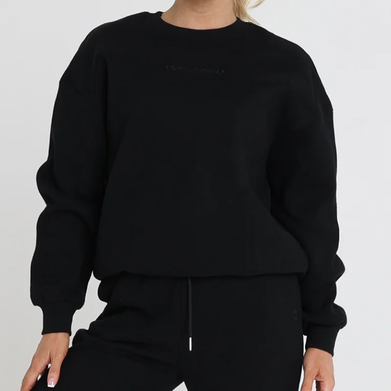 OVERSIZED SWEATER - BLACK Lace Blend Ribbed Blend Corduroy Blend