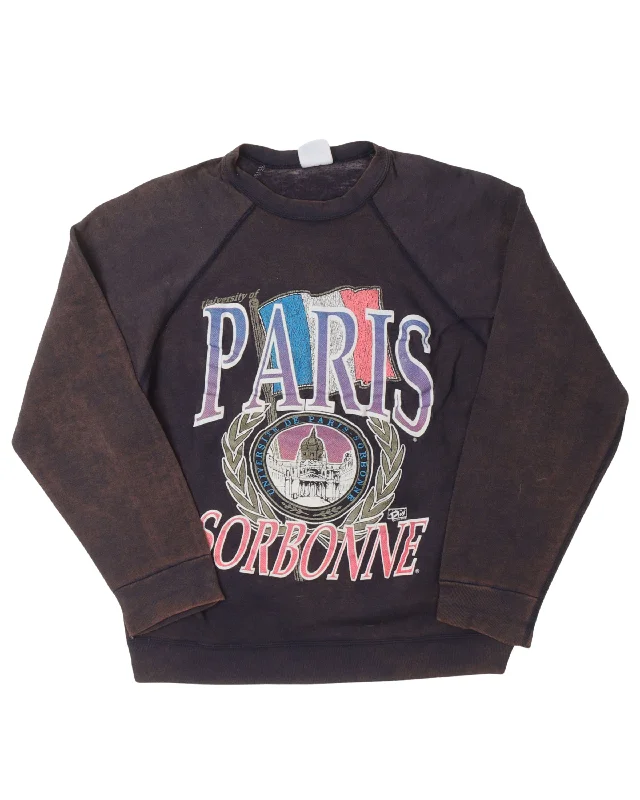 University of Paris Sweatshirt Hoodie with Half-Zip Sporty Casual