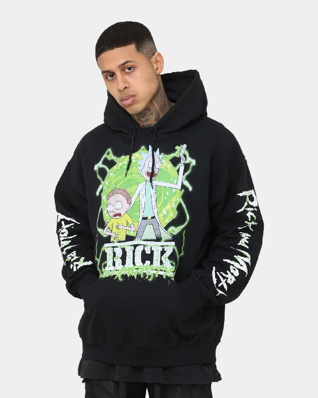 Goat Crew X Rick And Morty Portal Hoodie Black Hoodie with Crew Neck Simple Timeless