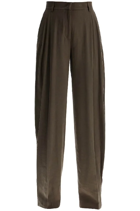 The Andamane Women's  Wide Leg Viscose Trousers With Front Pleats Trousers practical easy-care