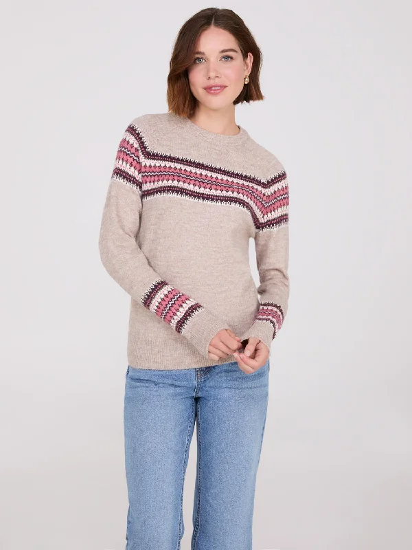 Fair Isle Sweater Solid Print Embellished