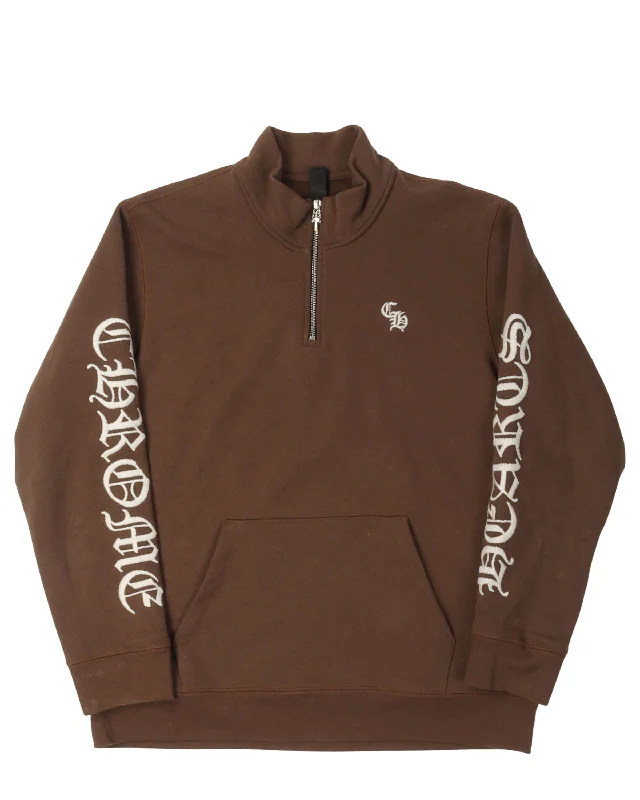 Embroidered Quarter-Zip Sweatshirt Hoodie with Logo Branding Identity