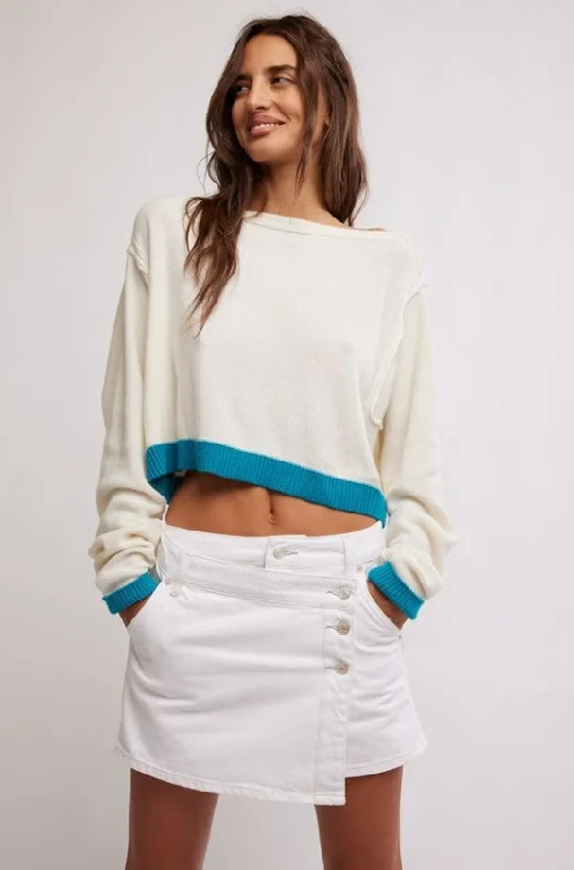 WTF Into The Blue Pullover | Cream Open Neck Pullover