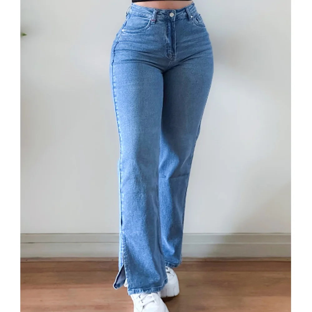 ADVBRIDGE High Waist Straight Leg Jeans Women Slim Cigarette Pants Y2k streetwear Vintage Trousers Dongdaemun Korean Style Pants Trousers Tapered Slim Fit