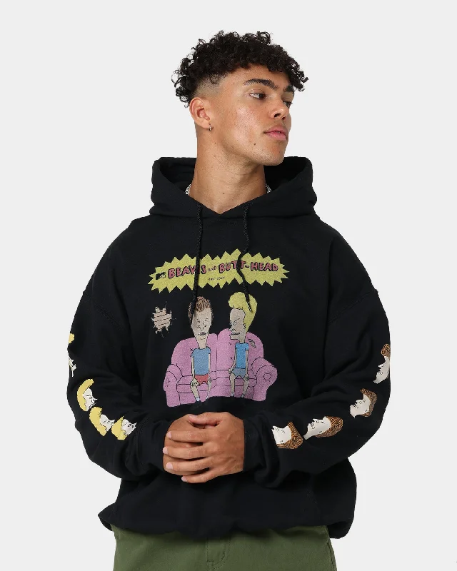 American Thrift American Thrift X Beavis & Butthead Couch Hoodie Black Hoodie with Zipper Versatile Modern