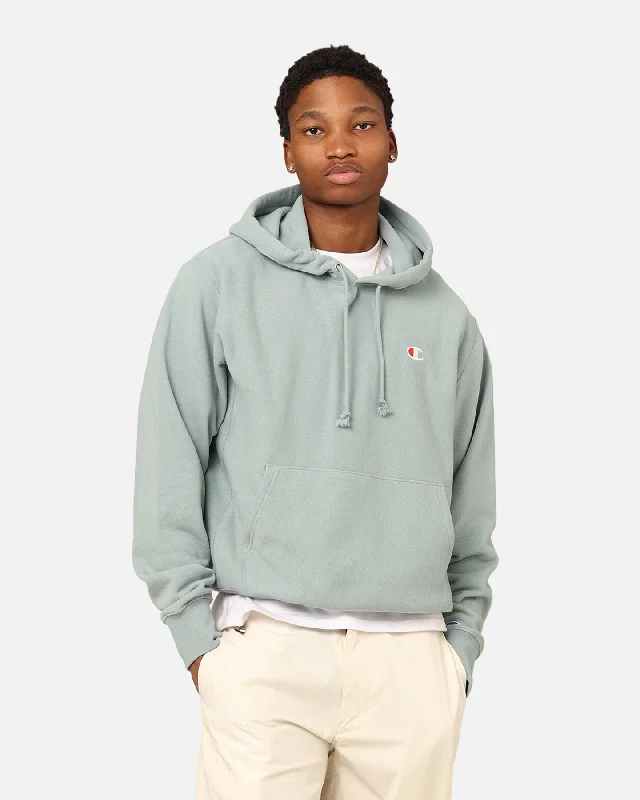 Champion Reverse Weave Terry Hoodie Sage Shimmer Green Hoodie with Neon Bright Vibrant