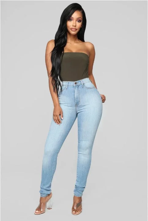 Women Stretch Jeans High-Waisted Trousers Trousers Flared Retro