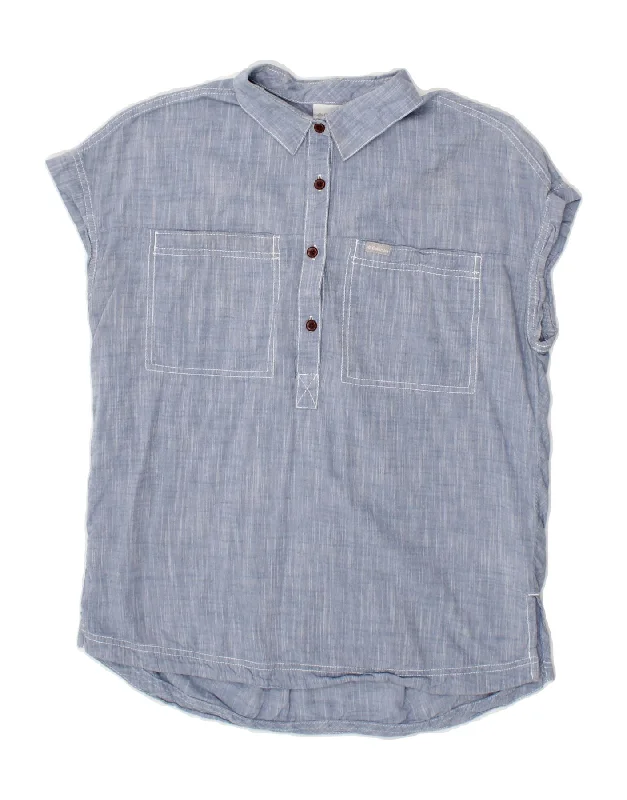 COLUMBIA Womens Sleeveless Pullover Shirt UK 10 Small Blue Cotton Square Neck Pullover COLUMBIA Womens Sleeveless Pullover Shirt UK 10 Small Blue Cotton Square Neck Pullover