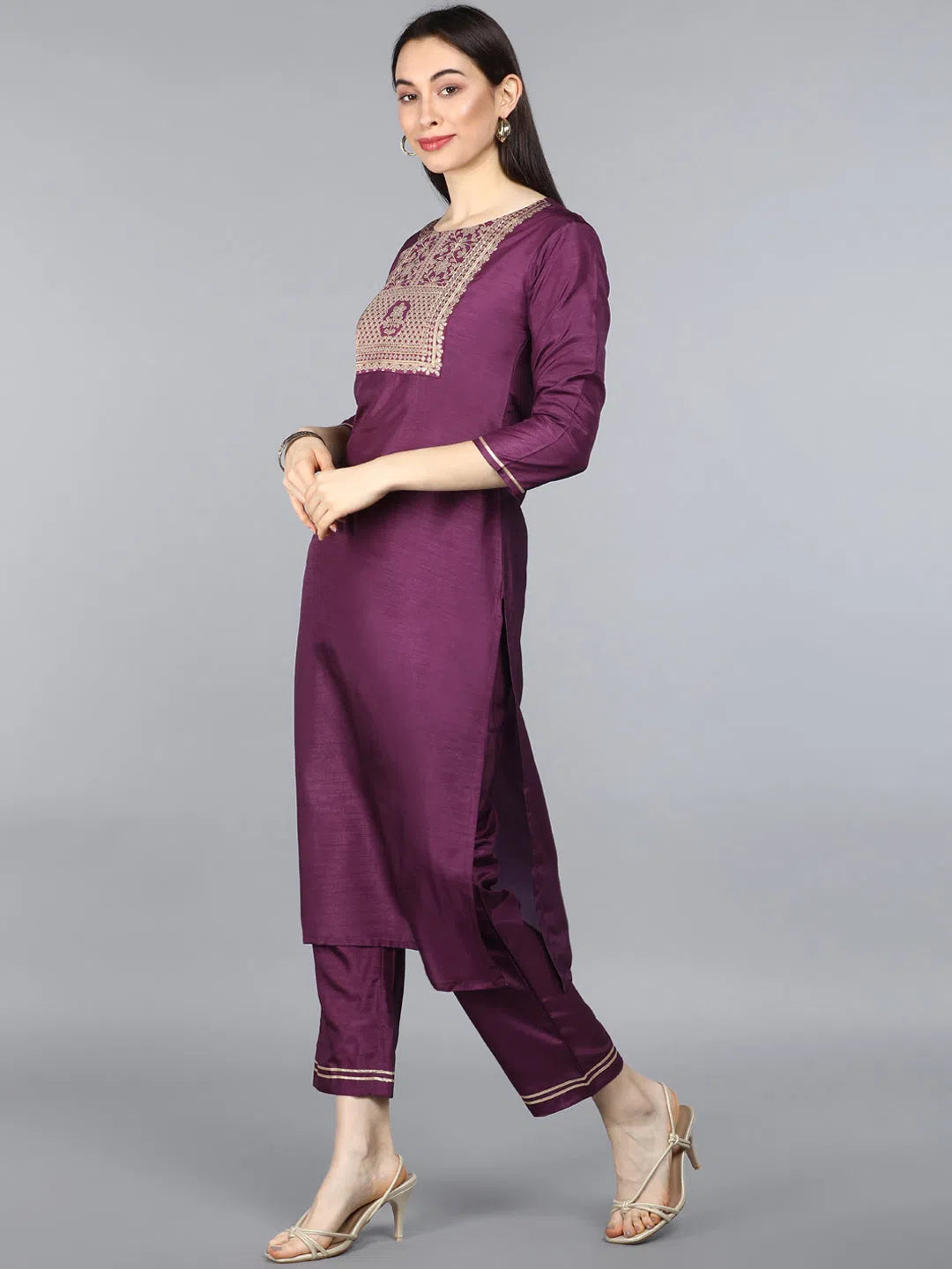 Ahika Women Burgundy Floral Printed Kurta With Trousers With Dupatta Trousers Leisure Comfortable