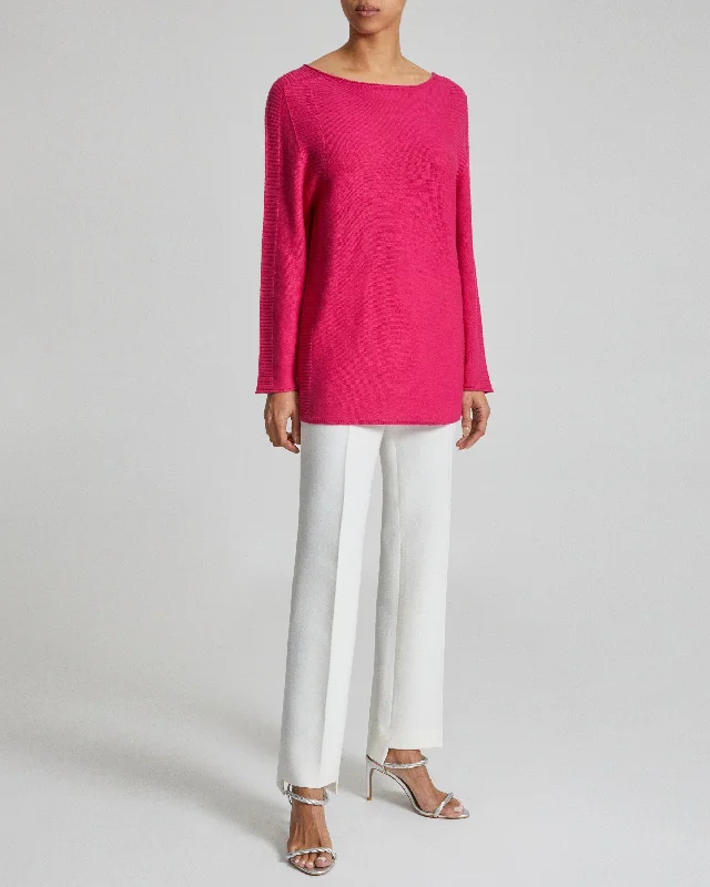 CHRISTINA Relaxed Sweater in Merino Wool Notch Collar Peter Pan Collar Cowl Neck