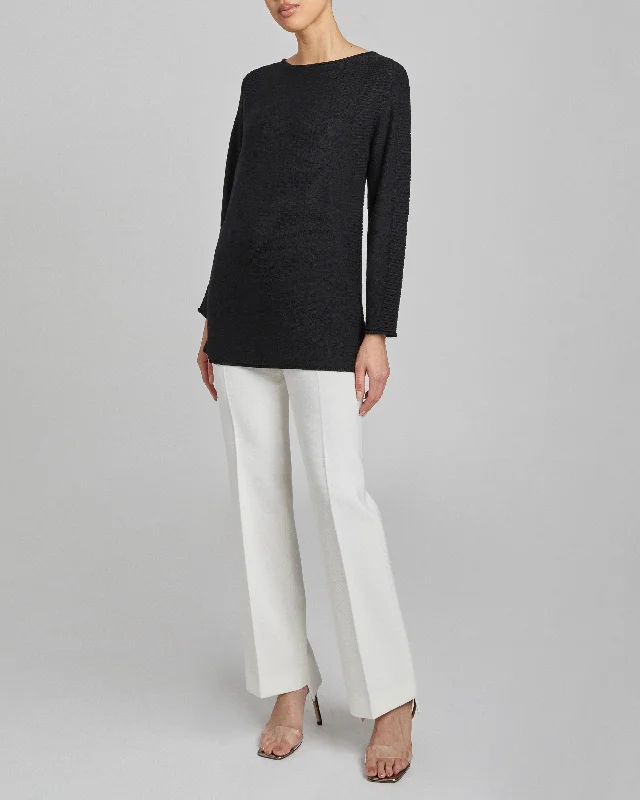 CHRISTINA Relaxed Sweater in Merino Wool Zippered Buttoned Snapped