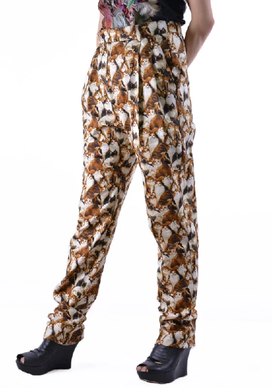 BLESS N°67 3069 C5166 LONG PLEATS TROUSERS ANIMAL WISH Trousers luxurious high-end