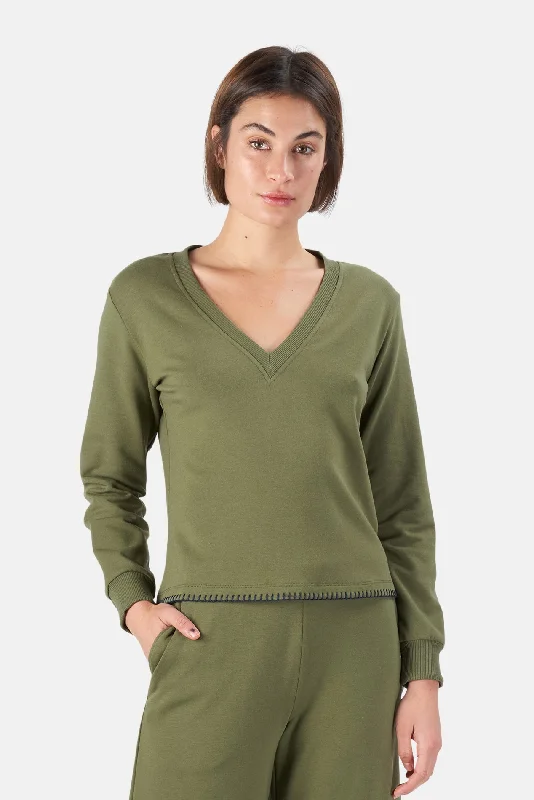 Helena Sweatshirt Olive Hoodie with Turtle Neck Cozy Winter