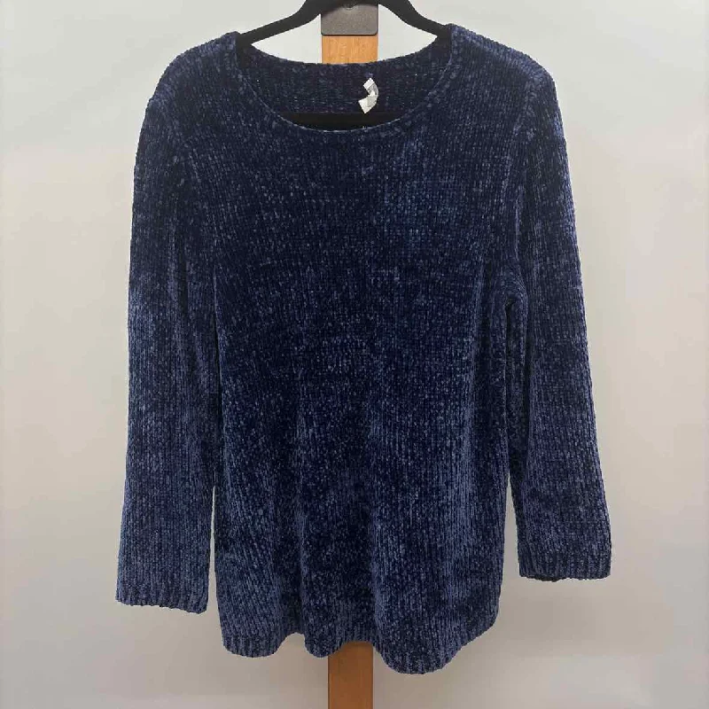 JJill Women's Size M Navy Solid Sweater Iron Safe Non-Iron Wrinkle Free