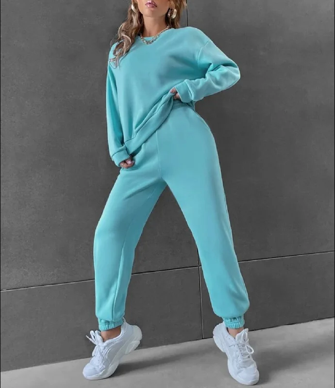 Women's Casual Leisure Long Sleeved Sweatshirt and Pants Outfit Set Hoodie with Tied Waist Feminine Flattering