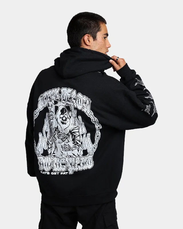 Rats Get Fat Till Death Hoodie Black Hoodie with Double Zipper Versatile Adjustable