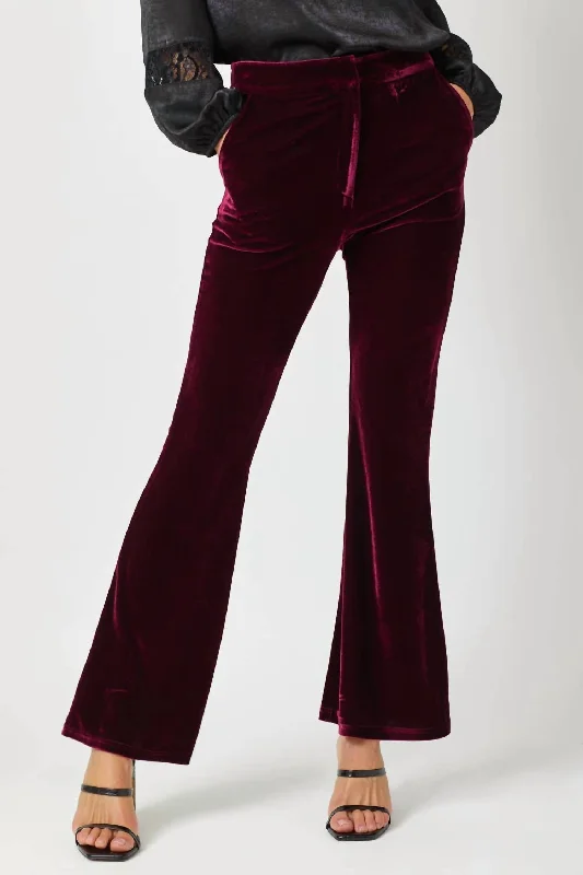 Velvet Flare Trousers In Merlot Trousers Capri Summer