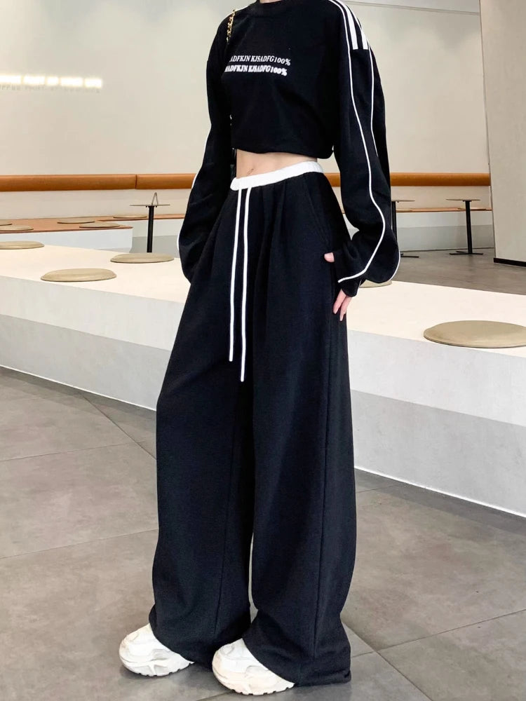 Advbridge Women Y2k Baggy Sweatpants Patchwork Vintage High Waist Korean Streetwear Wide Leg Pants Harajuku Casual Oversize Trousers Trousers Business Professional