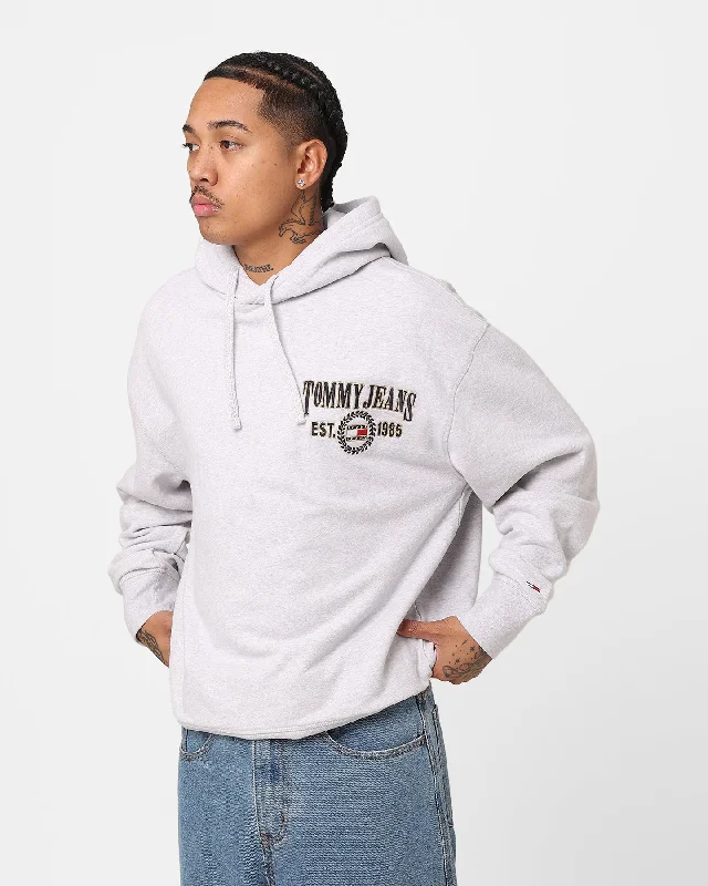 Tommy Jeans Relaxed Luxe Hoodie Silver Grey Heather Hoodie with Hood Adjustable Protection