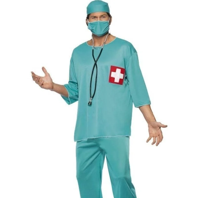 Surgeon Costume Adult Green Tunic Trousers Cap Mask Trousers Custom Made