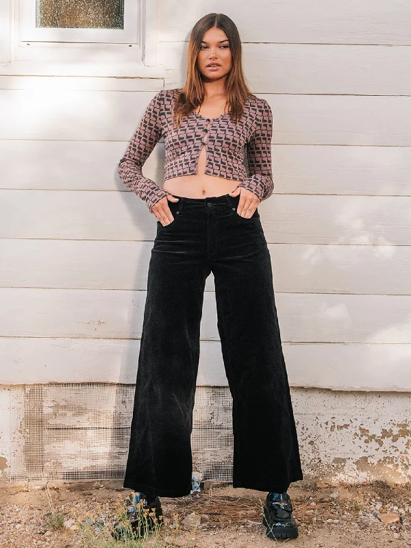 Road Stop Trouser Pants - Black Trousers Low Rise Relaxed