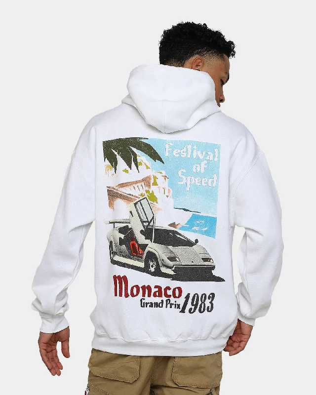 Goat Crew Monaco 1983 Hoodie White Hoodie with Strings Custom Fit Adjustable