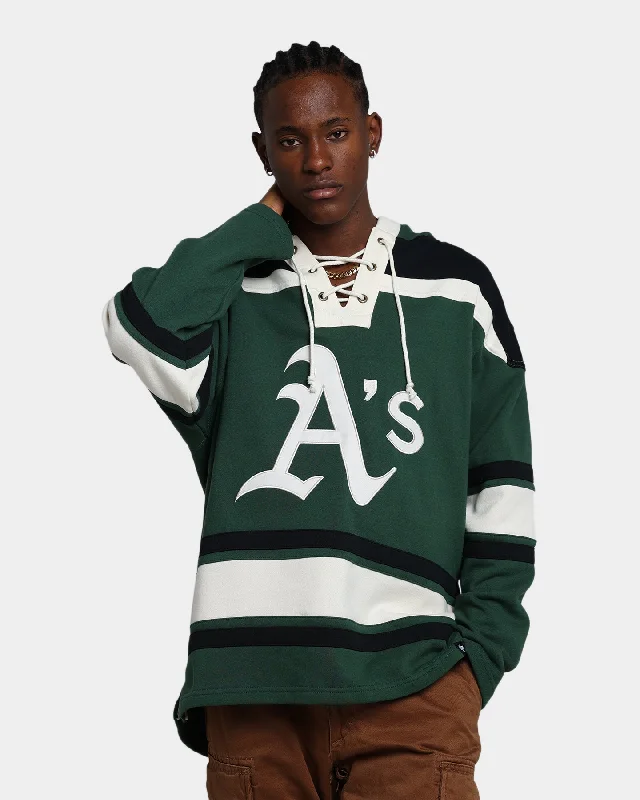 47 Brand Oakland Athletics Superior Lacer Hoodie Dark Green Hoodie with Half-Zip Sporty Casual