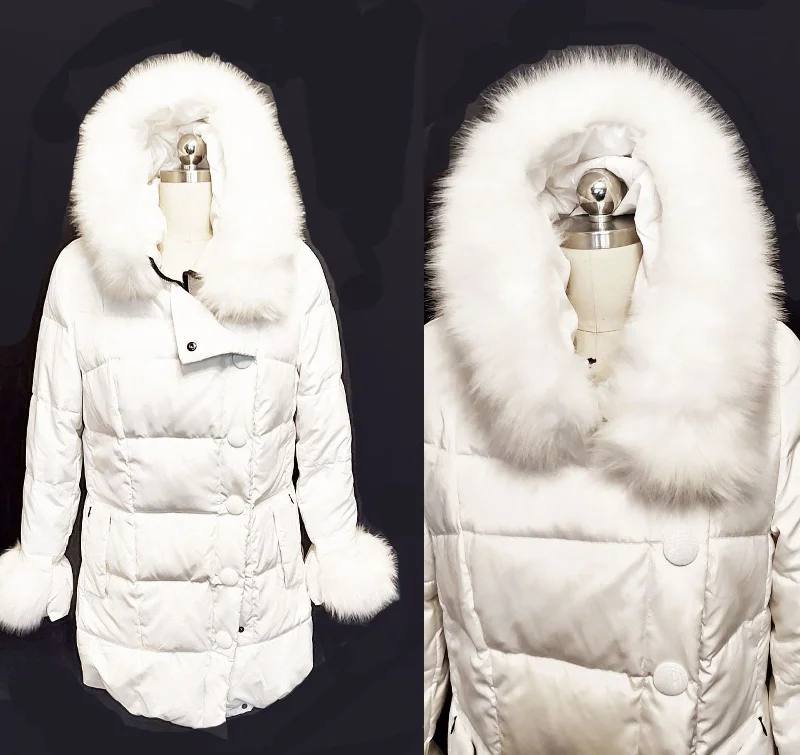 NEW - SNOW QUEEN HOODED FAUX FUR QUILTED PUFFER COAT JACKET - BEAUTIFUL! Toggled Jacket Drawstring Jacket Belted Jacket