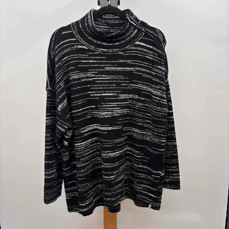 Talbots Women's Size 1X Black Blended Sweater Fleece Fabric Down Fabric Feather Fabric