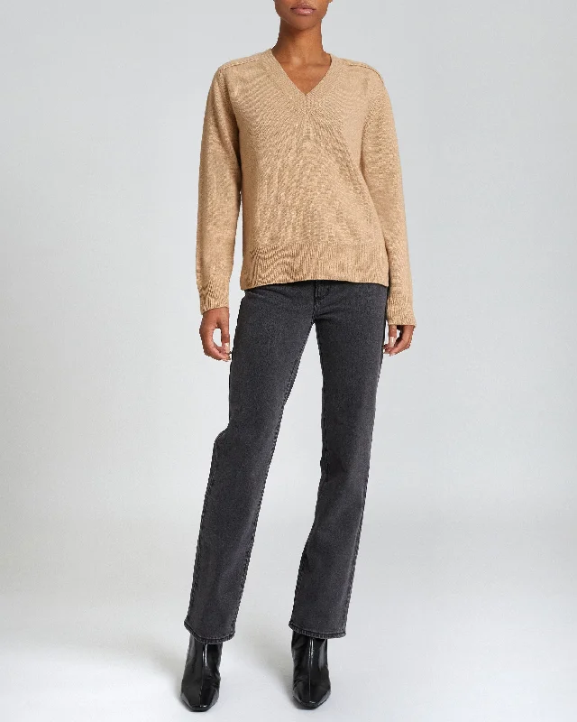 MARY Wool and Cashmere Sweater Houndstooth Herringbone Solid