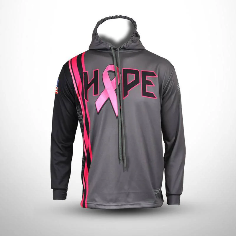 HOPE Breast Cancer Awareness FDS Striped Hoodie Grey Hoodie with Contrast Stitching Detailed Premium