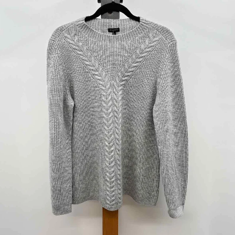 Talbots Women's Size M Gray Cable Knit Sweater Terry Blend Velvet Blend Canvas Blend