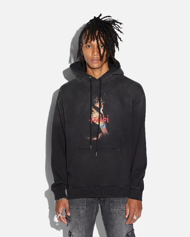 Ksubi X Juice Wrld Biggie Hoodie Black Hoodie with Frayed Bohemian Relaxed