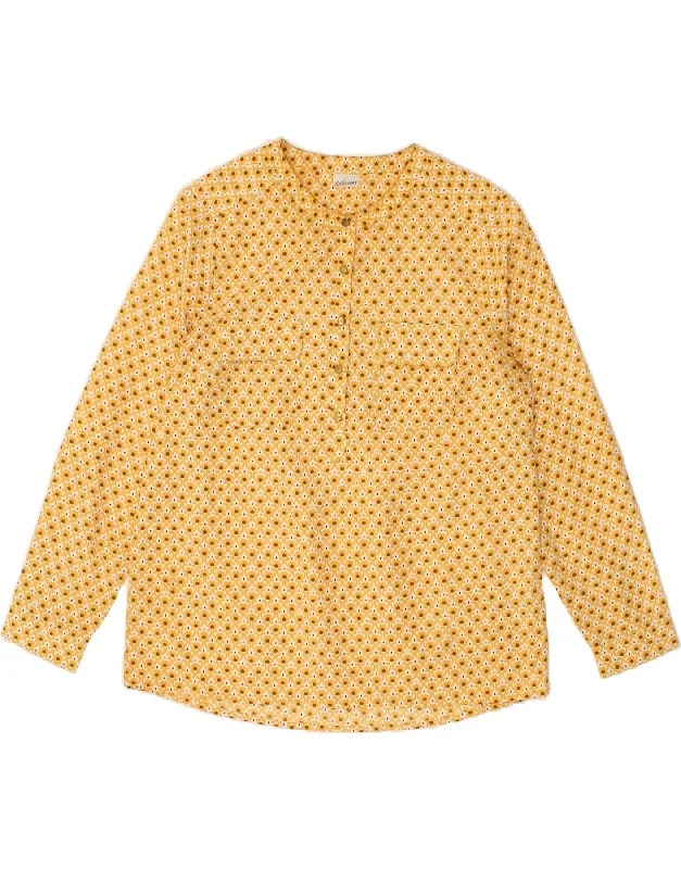 VINTAGE Womens Pullover Shirt Blouse UK 14 Large Yellow Floral Polyester Jewel Neck Pullover VINTAGE Womens Pullover Shirt Blouse UK 14 Large Yellow Floral Polyester Jewel Neck Pullover